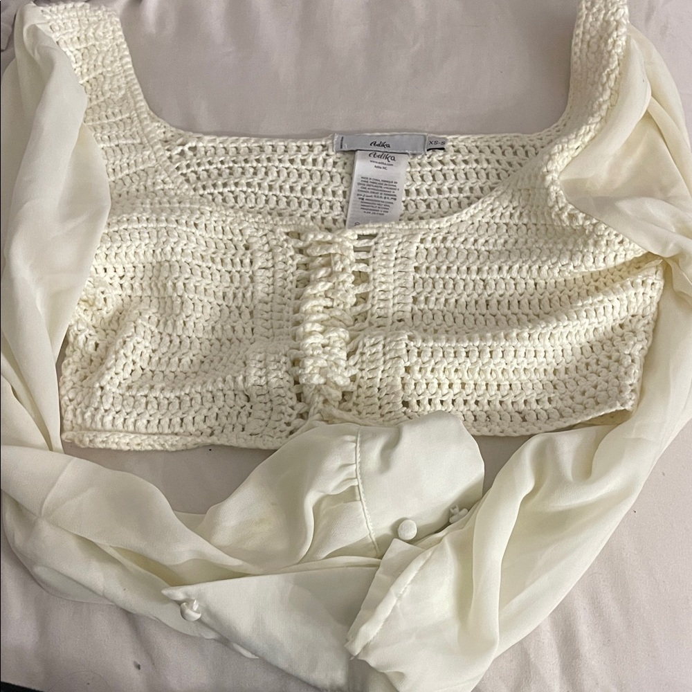 Elegant Cream Crochet Top